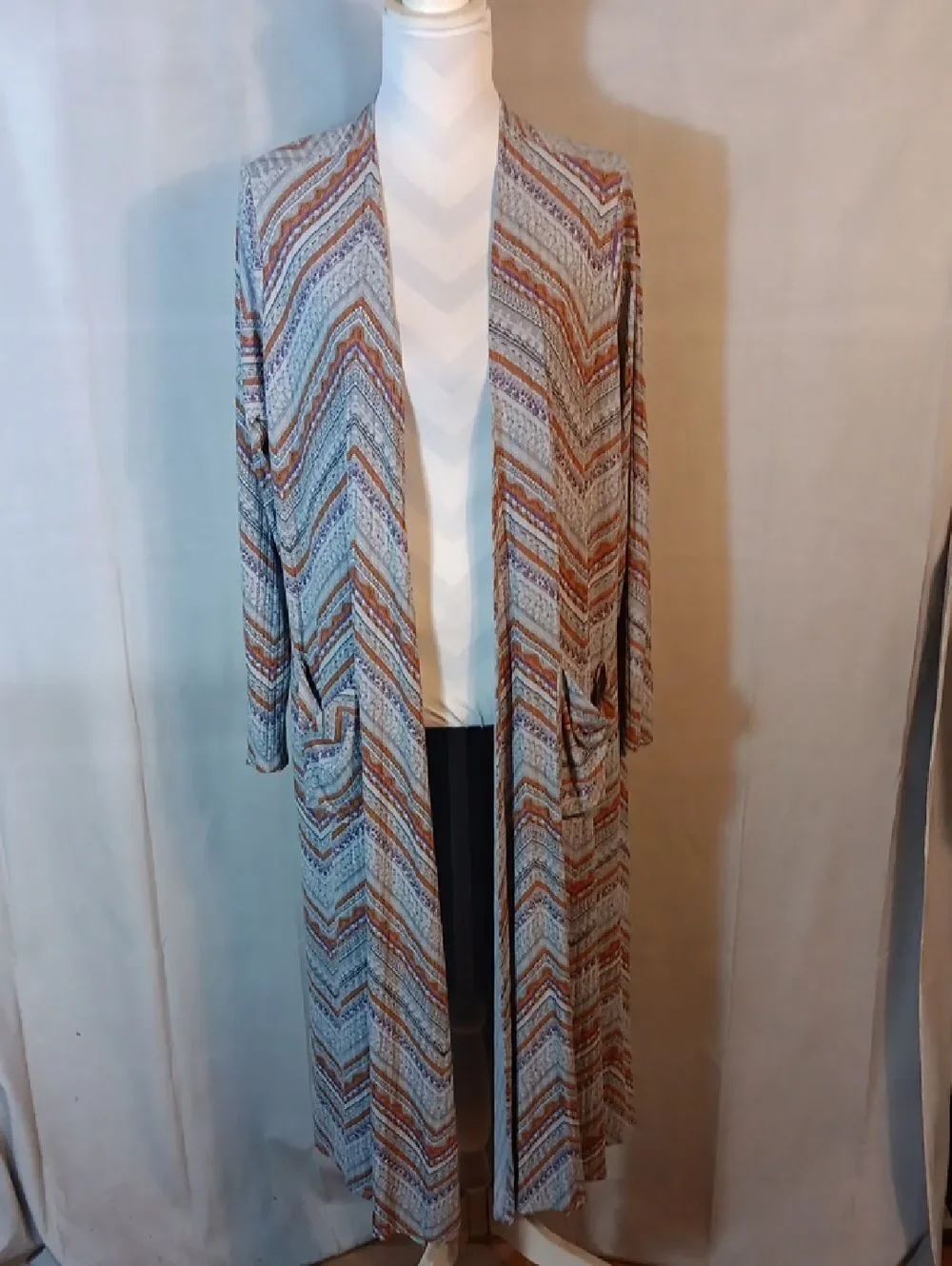 LuLaRoe Open Front Chevron Print Duster Cardigan